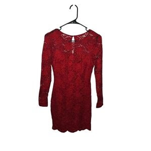 Iz Byer Lacey‎ Dress-Small-Red Lacey